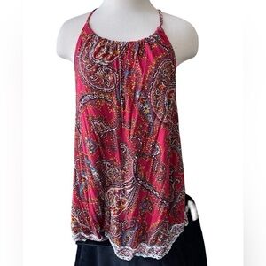 FAT FACE Red Skye Sunkissed Paisley Floral Halter Top‎ Summer Size 10